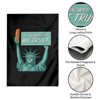 In Sandwich Guy We Trust Garden Flag Funny Liberty with Baguette Parody Graphic Political Satire - Wonder Print Shop
