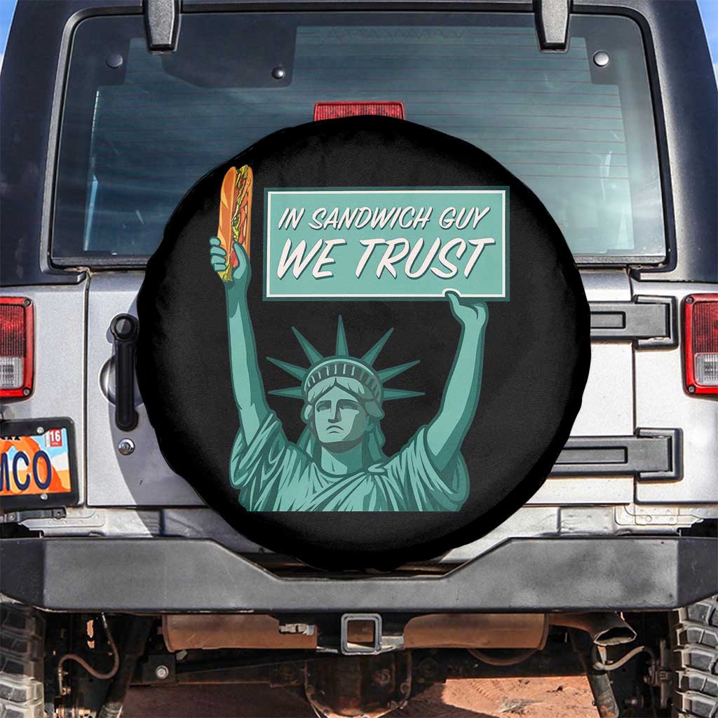 In Sandwich Guy We Trust Spare Tire Cover Funny Liberty with Baguette Parody Graphic Political Satire - Wonder Print Shop