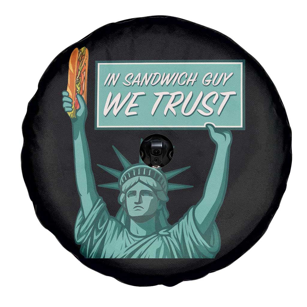 In Sandwich Guy We Trust Spare Tire Cover Funny Liberty with Baguette Parody Graphic Political Satire - Wonder Print Shop
