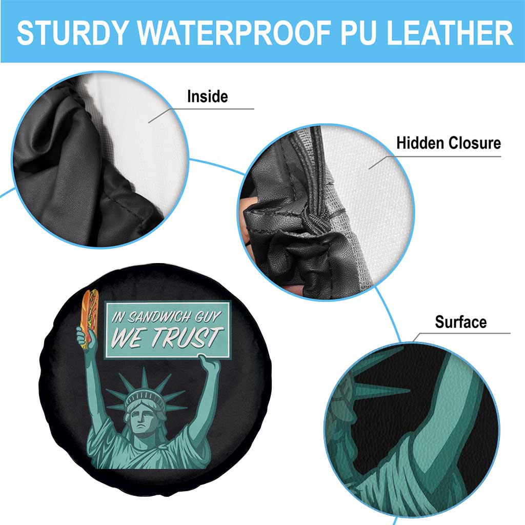 In Sandwich Guy We Trust Spare Tire Cover Funny Liberty with Baguette Parody Graphic Political Satire - Wonder Print Shop