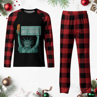 In Sandwich Guy We Trust Plaid Pajama Set Funny Liberty with Baguette Parody Graphic Political Satire - Wonder Print Shop