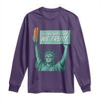In Sandwich Guy We Trust Long Sleeve Shirt Funny Liberty with Baguette Parody Graphic Political Satire - Wonder Print Shop