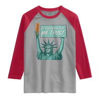 In Sandwich Guy We Trust Raglan Shirt Funny Liberty with Baguette Parody Graphic Political Satire - Wonder Print Shop