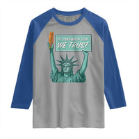 In Sandwich Guy We Trust Raglan Shirt Funny Liberty with Baguette Parody Graphic Political Satire - Wonder Print Shop