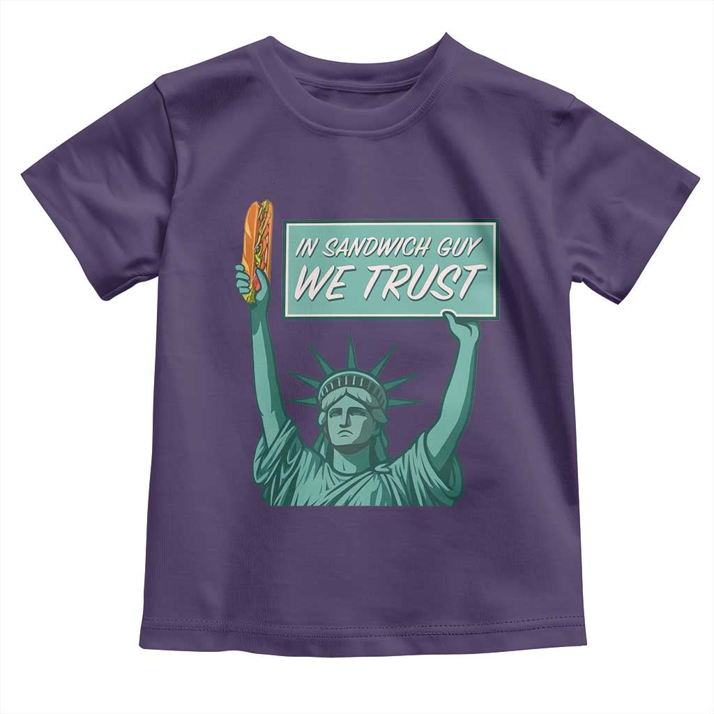In Sandwich Guy We Trust Toddler T Shirt Funny Liberty with Baguette Parody Graphic Political Satire - Wonder Print Shop