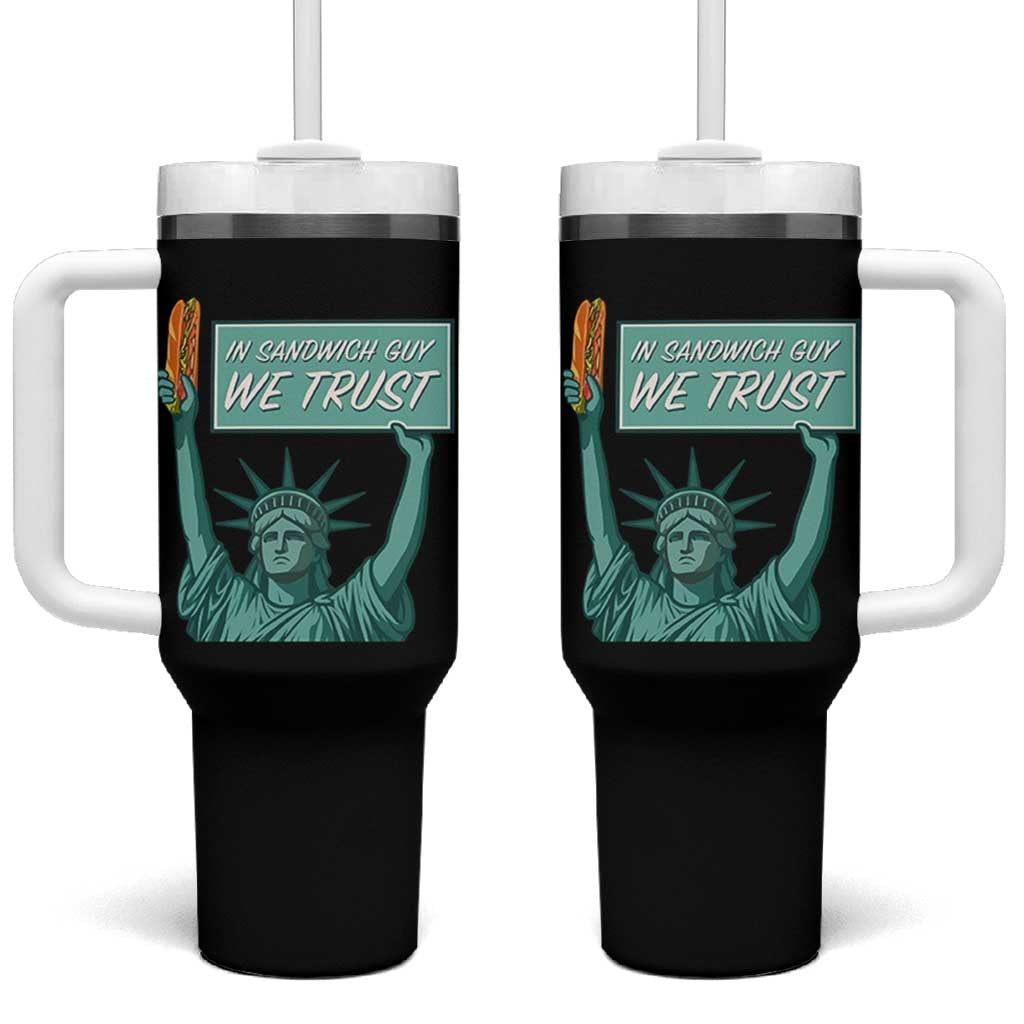 In Sandwich Guy We Trust Tumbler With Handle Funny Liberty with Baguette Parody Graphic Political Satire - Wonder Print Shop