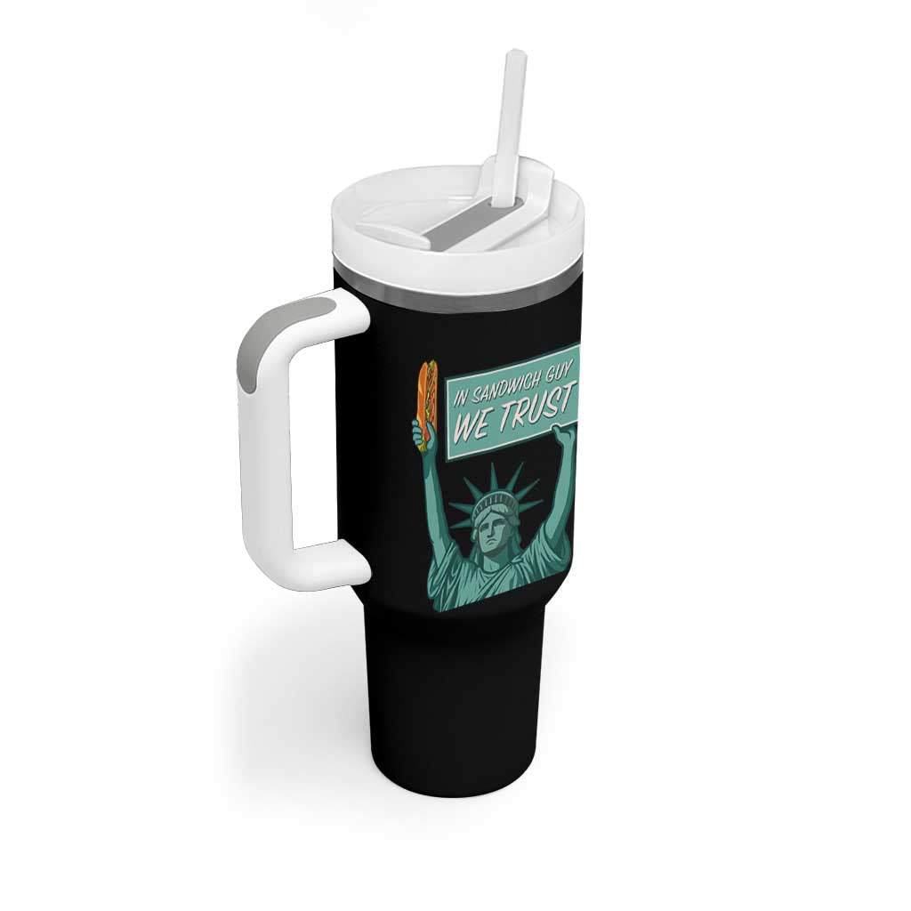 In Sandwich Guy We Trust Tumbler With Handle Funny Liberty with Baguette Parody Graphic Political Satire - Wonder Print Shop
