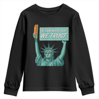 In Sandwich Guy We Trust Youth Sweatshirt Funny Liberty with Baguette Parody Graphic Political Satire - Wonder Print Shop