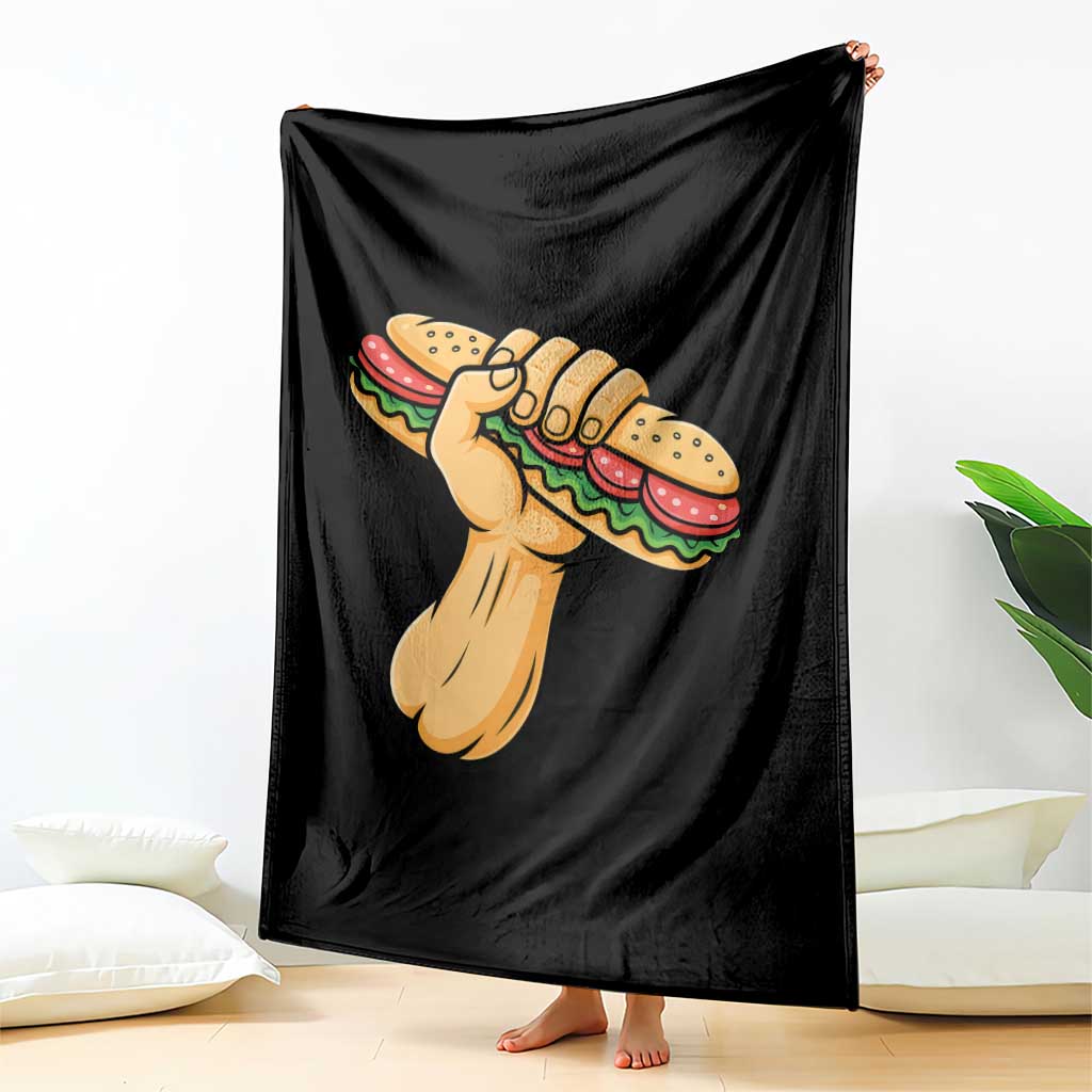 Sandwich Power Fist Throw Blanket Sarcastic Food Revolution Political Satire - Wonder Print Shop