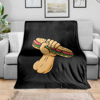 Sandwich Power Fist Throw Blanket Sarcastic Food Revolution Political Satire - Wonder Print Shop