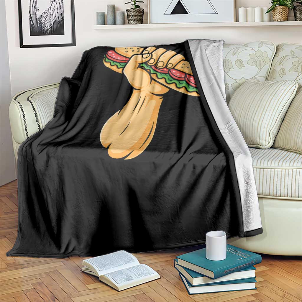 Sandwich Power Fist Throw Blanket Sarcastic Food Revolution Political Satire - Wonder Print Shop