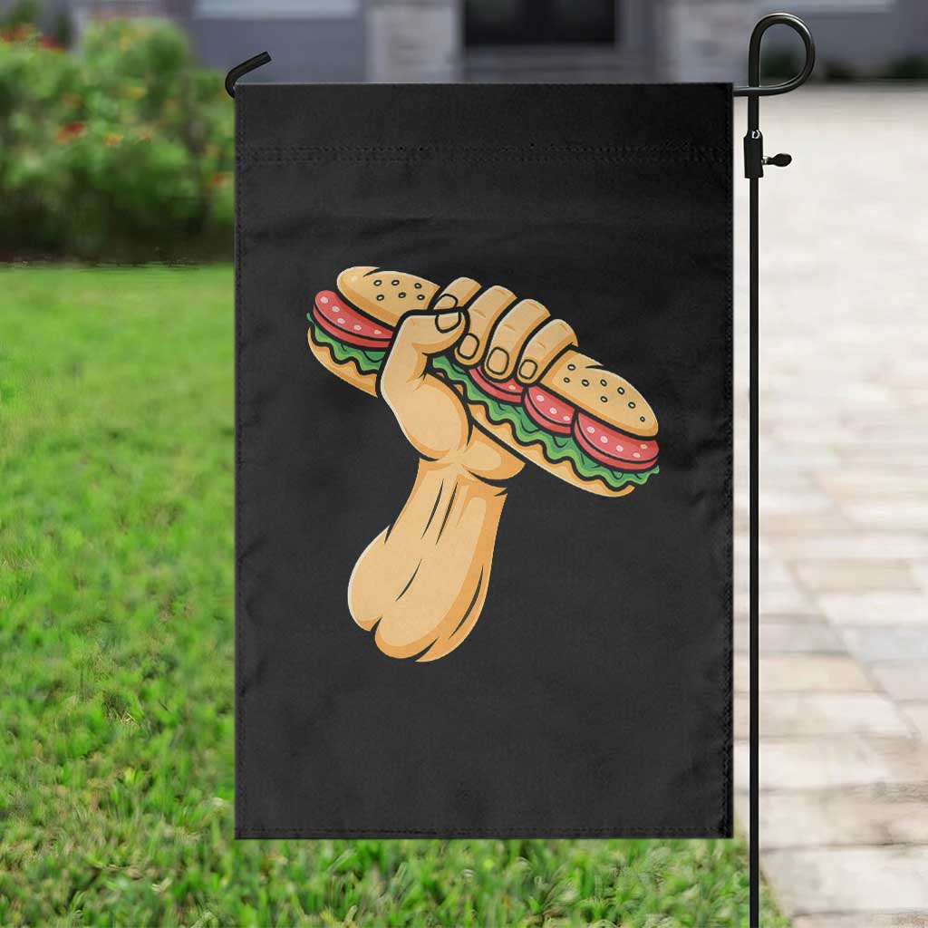 Sandwich Power Fist Garden Flag Sarcastic Food Revolution Political Satire - Wonder Print Shop