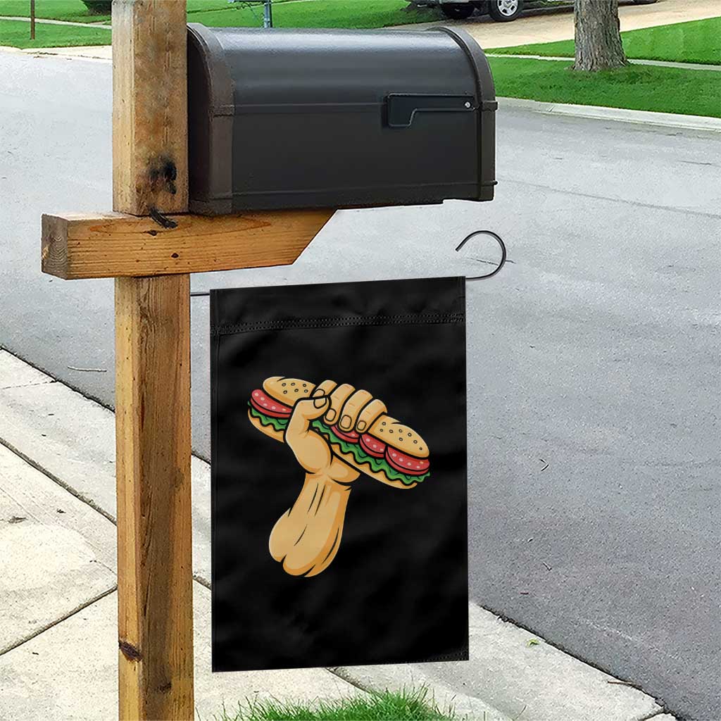 Sandwich Power Fist Garden Flag Sarcastic Food Revolution Political Satire - Wonder Print Shop