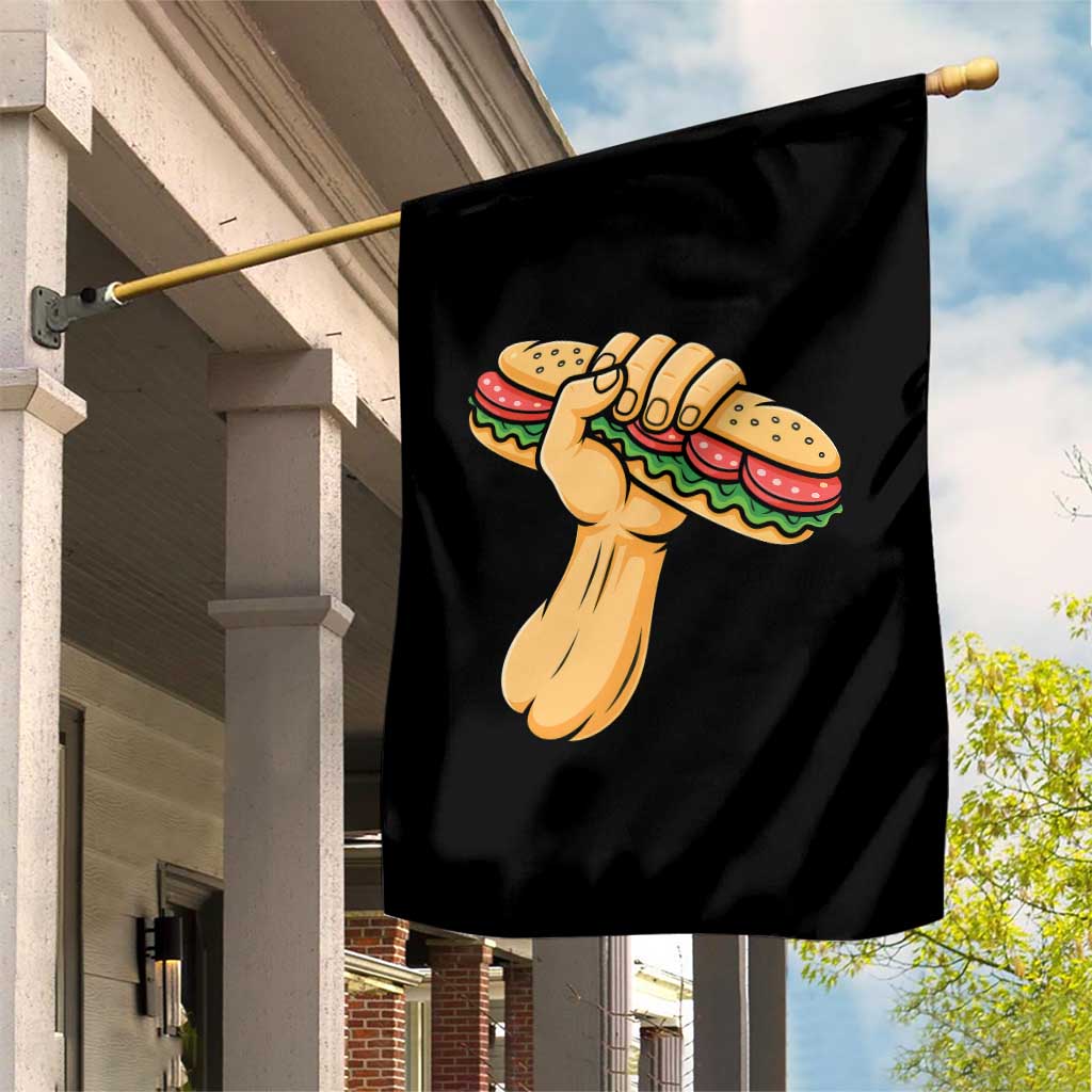 Sandwich Power Fist Garden Flag Sarcastic Food Revolution Political Satire - Wonder Print Shop