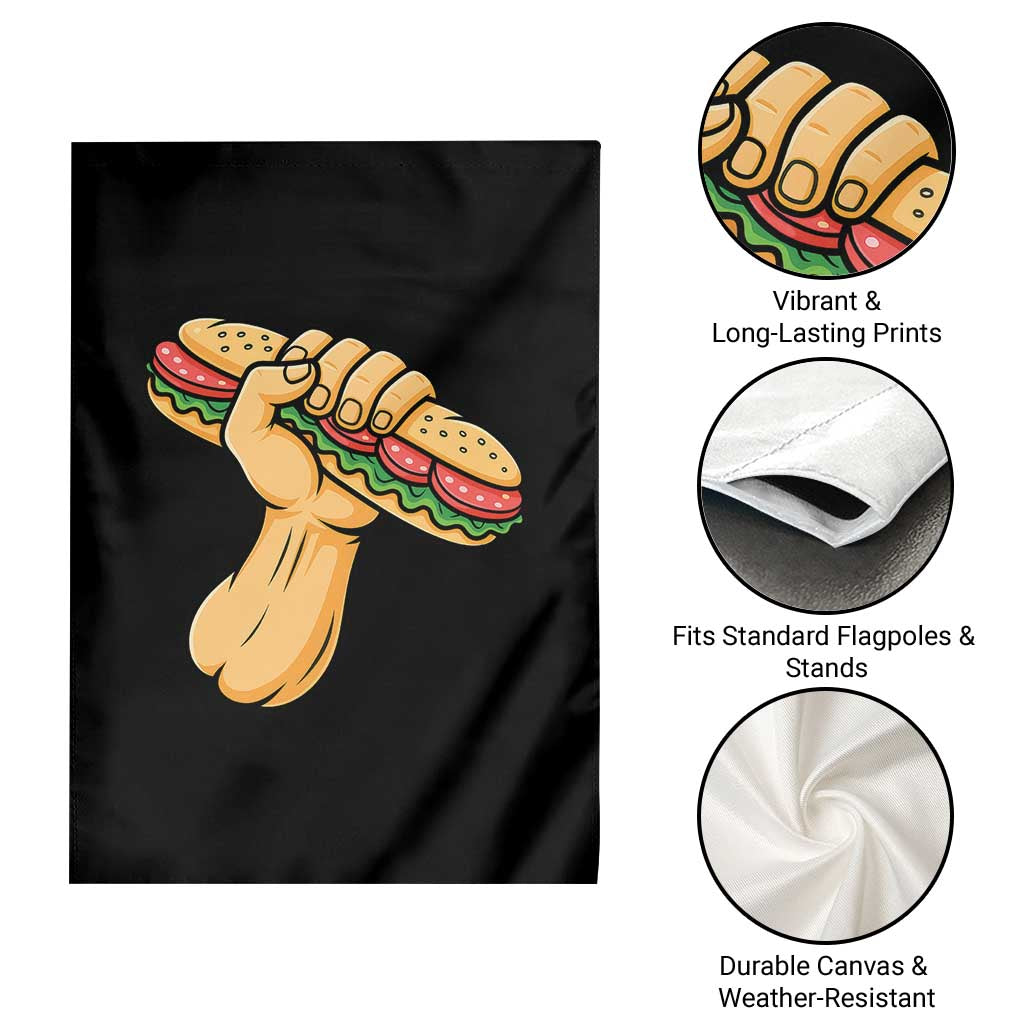 Sandwich Power Fist Garden Flag Sarcastic Food Revolution Political Satire - Wonder Print Shop
