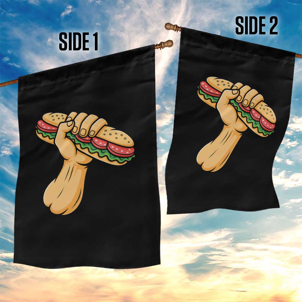 Sandwich Power Fist Garden Flag Sarcastic Food Revolution Political Satire - Wonder Print Shop