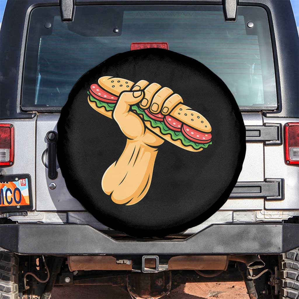 Sandwich Power Fist Spare Tire Cover Sarcastic Food Revolution Political Satire - Wonder Print Shop