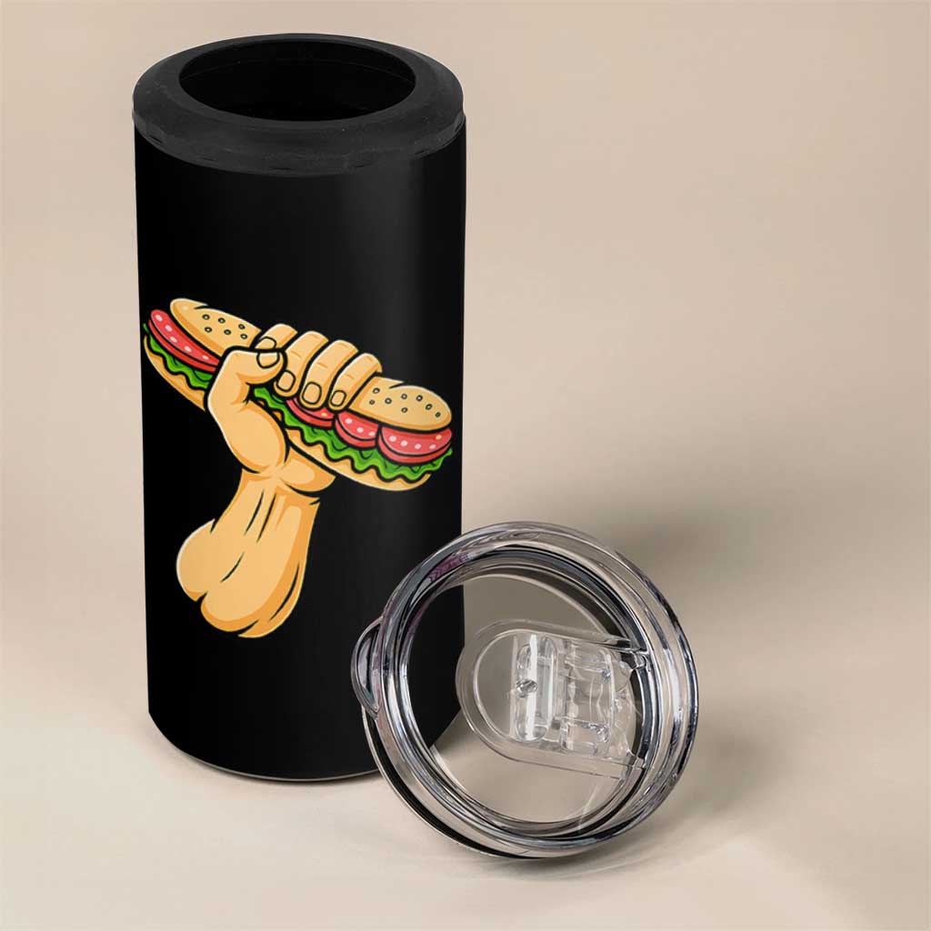 Sandwich Power Fist 4 in 1 Can Cooler Tumbler Sarcastic Food Revolution Political Satire - Wonder Print Shop