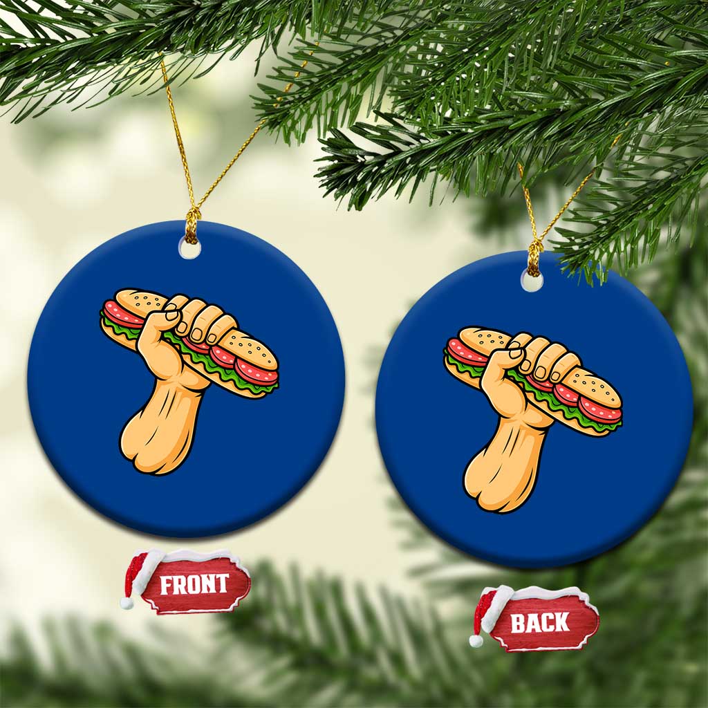 Sandwich Power Fist Ceramic Ornament Sarcastic Food Revolution Political Satire - Wonder Print Shop