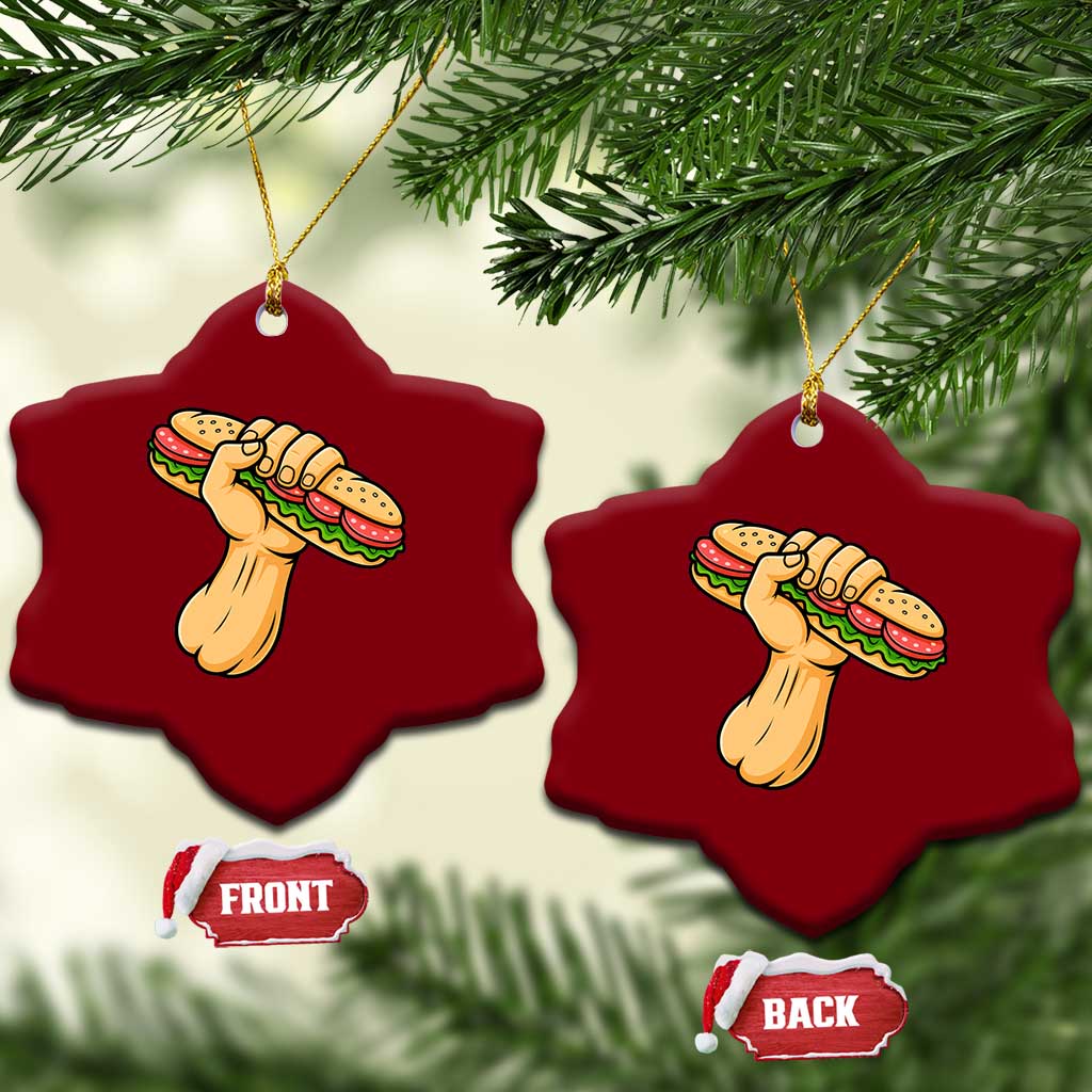 Sandwich Power Fist Ceramic Ornament Sarcastic Food Revolution Political Satire - Wonder Print Shop