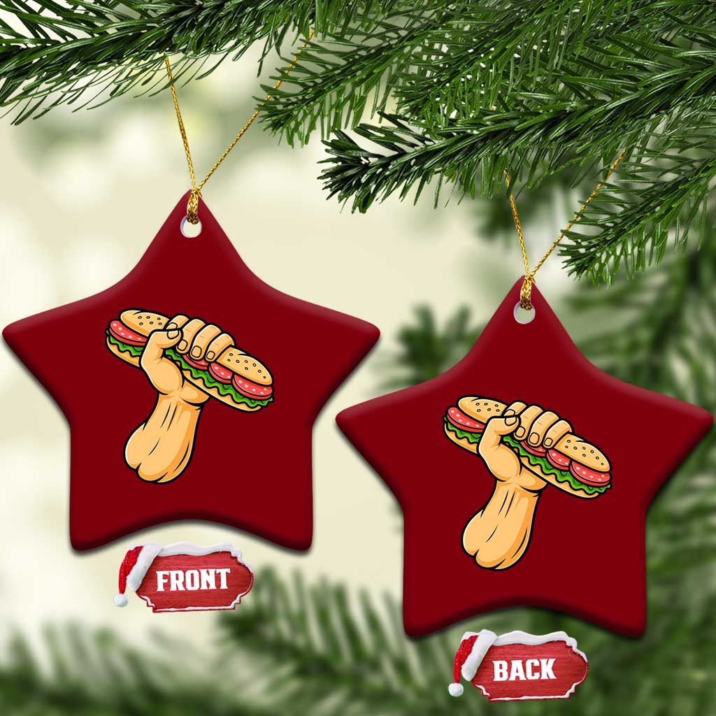 Sandwich Power Fist Ceramic Ornament Sarcastic Food Revolution Political Satire - Wonder Print Shop