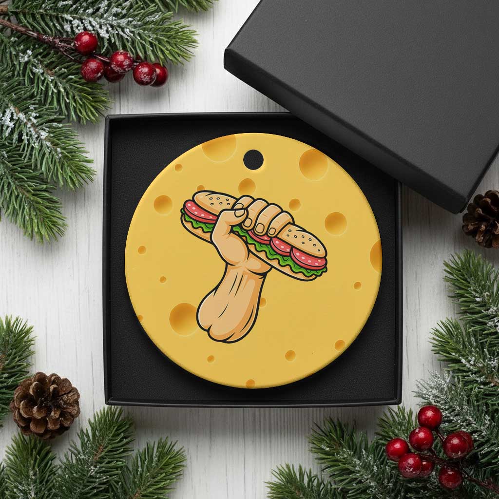 Sandwich Power Fist Ceramic Ornament Sarcastic Food Revolution Political Satire - Wonder Print Shop