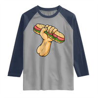 Sandwich Power Fist Raglan Shirt Sarcastic Food Revolution Political Satire - Wonder Print Shop