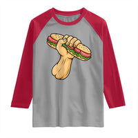 Sandwich Power Fist Raglan Shirt Sarcastic Food Revolution Political Satire - Wonder Print Shop