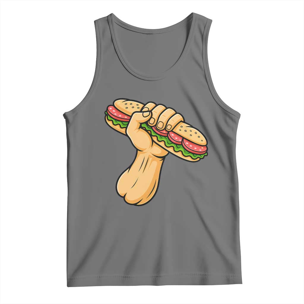 Sandwich Power Fist Tank Top Sarcastic Food Revolution Political Satire - Wonder Print Shop