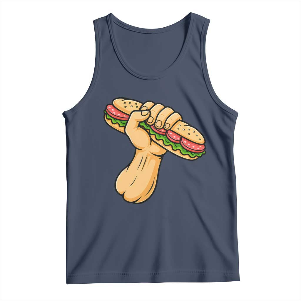 Sandwich Power Fist Tank Top Sarcastic Food Revolution Political Satire - Wonder Print Shop