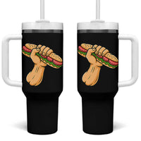 Sandwich Power Fist Tumbler With Handle Sarcastic Food Revolution Political Satire - Wonder Print Shop