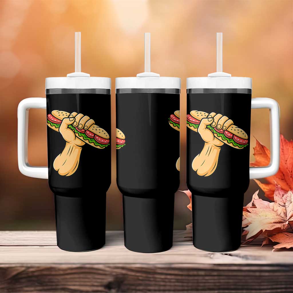 Sandwich Power Fist Tumbler With Handle Sarcastic Food Revolution Political Satire - Wonder Print Shop