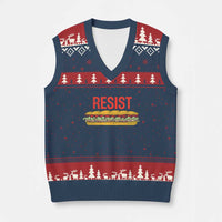 Resist Sandwich V-Neck Knit Sweater Vest Sarcastic Food Revolution Political Satire - Wonder Print Shop