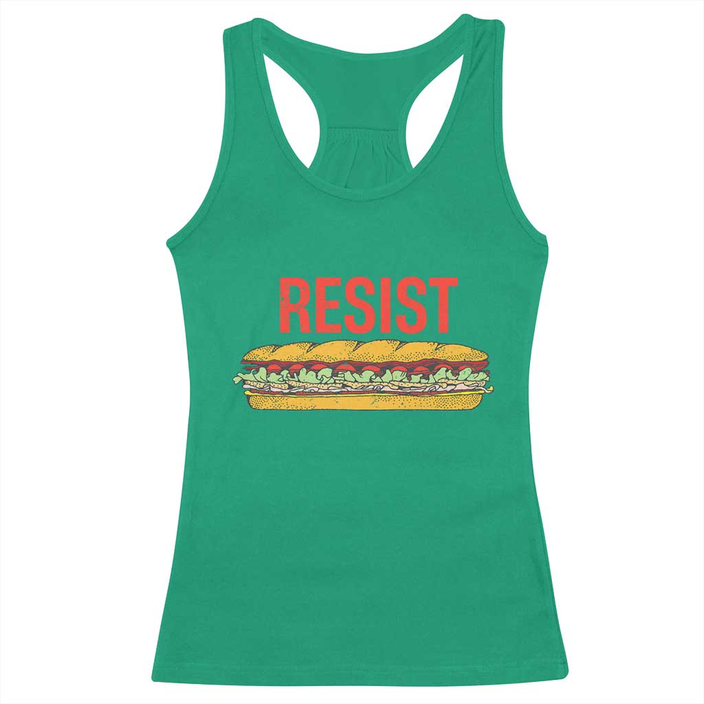 Sandwich Power Fist Racerback Tank Top Sarcastic Food Revolution Political Satire - Wonder Print Shop