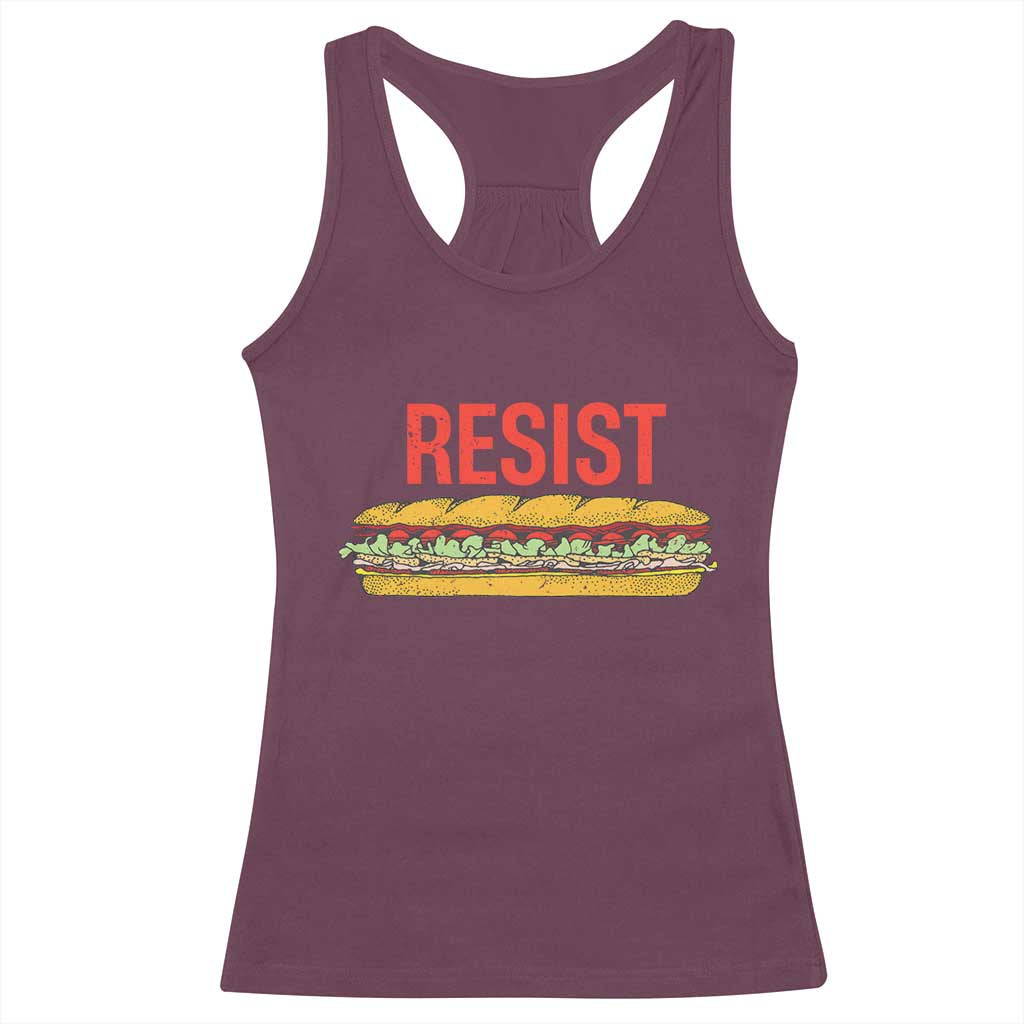 Sandwich Power Fist Racerback Tank Top Sarcastic Food Revolution Political Satire - Wonder Print Shop