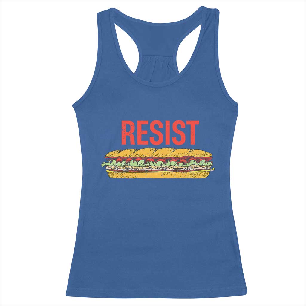 Sandwich Power Fist Racerback Tank Top Sarcastic Food Revolution Political Satire - Wonder Print Shop