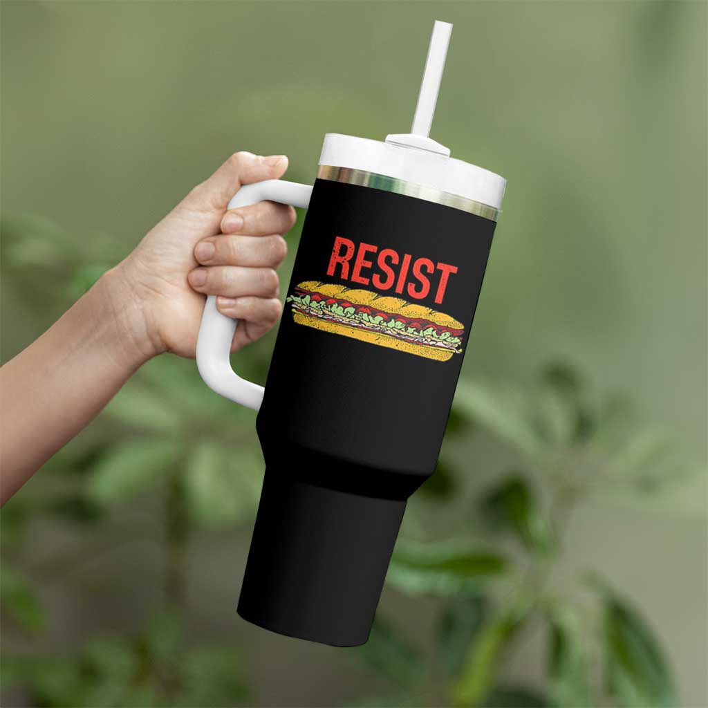 Resist Sandwich Tumbler With Handle Sarcastic Food Revolution Political Satire - Wonder Print Shop
