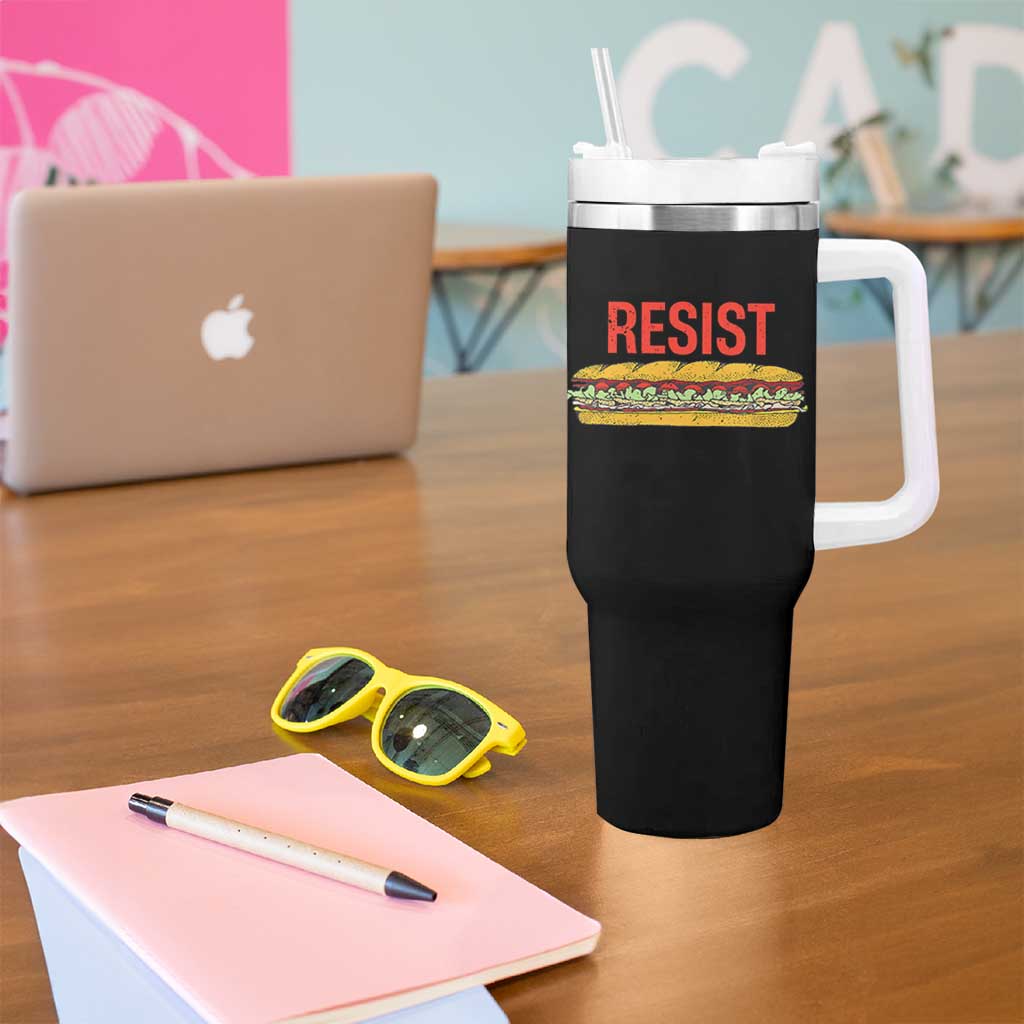 Resist Sandwich Tumbler With Handle Sarcastic Food Revolution Political Satire - Wonder Print Shop