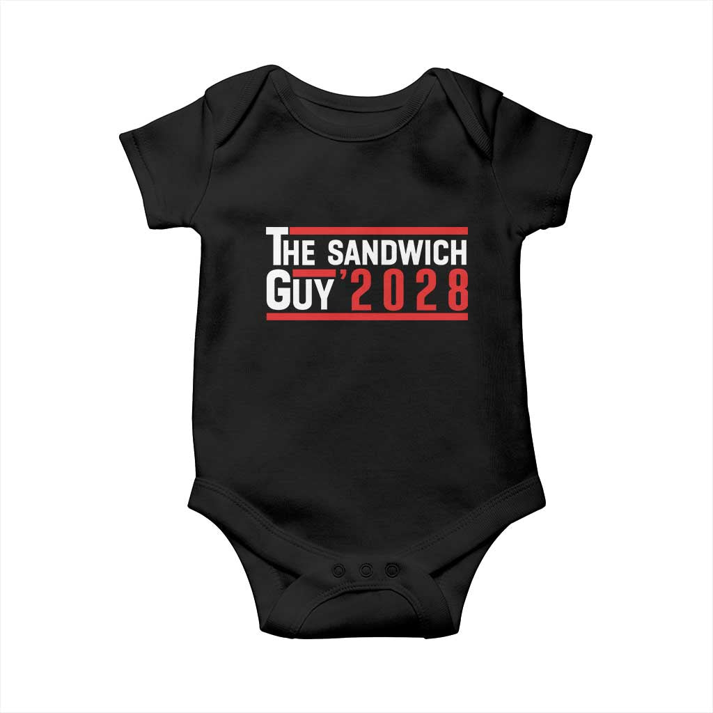 The Sandwich Guy for President 2028 Baby Onesie Funny Patriotic Campaign Parody - Wonder Print Shop