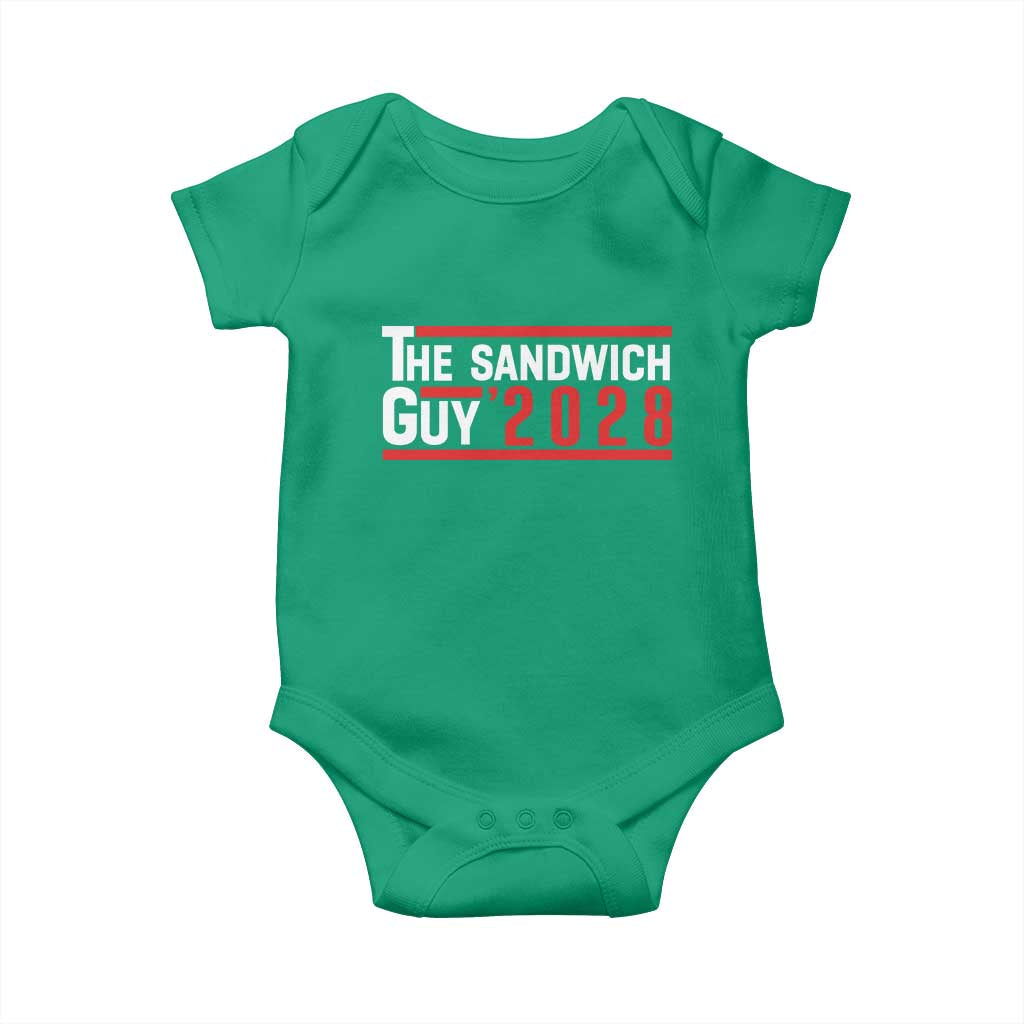 The Sandwich Guy for President 2028 Baby Onesie Funny Patriotic Campaign Parody - Wonder Print Shop