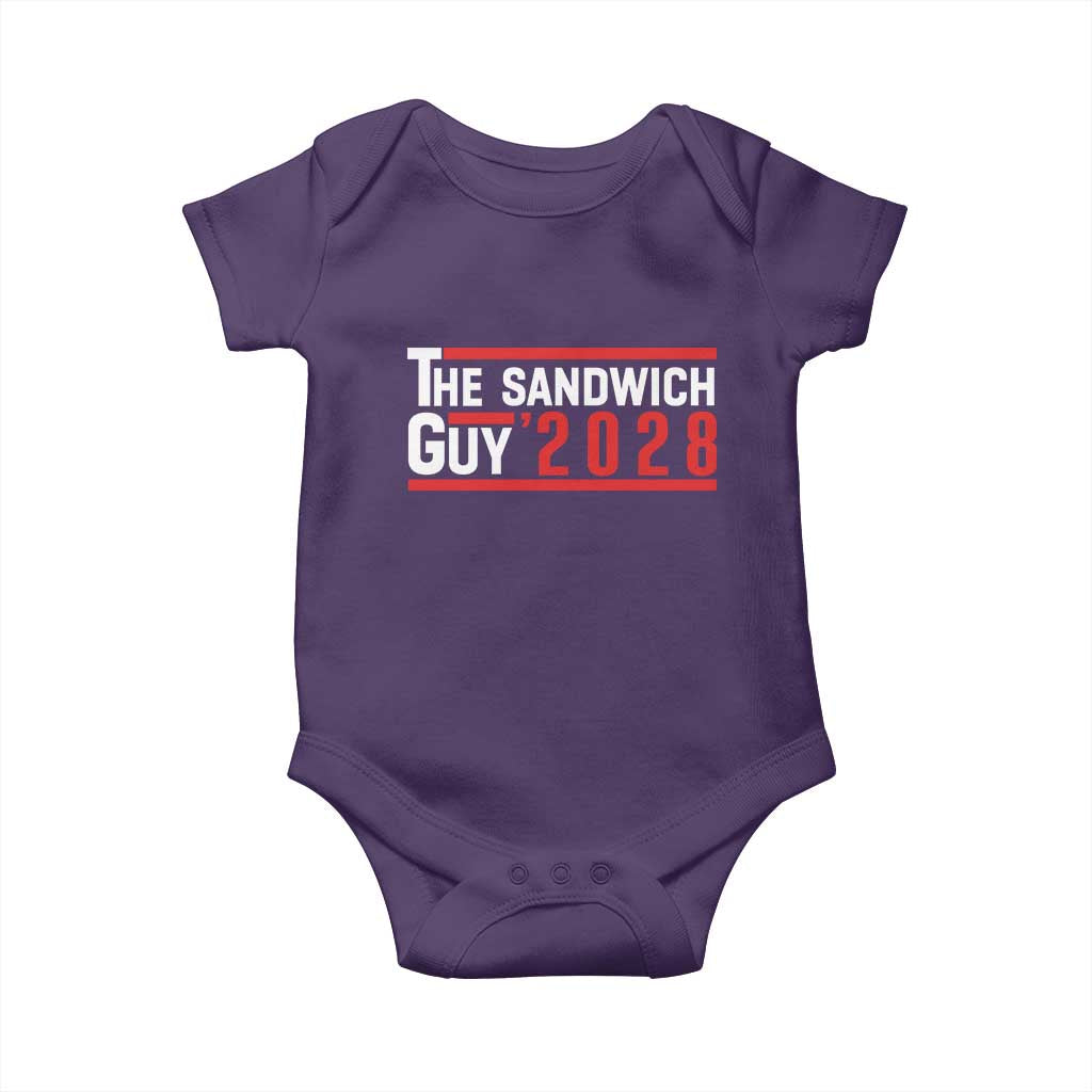 The Sandwich Guy for President 2028 Baby Onesie Funny Patriotic Campaign Parody - Wonder Print Shop