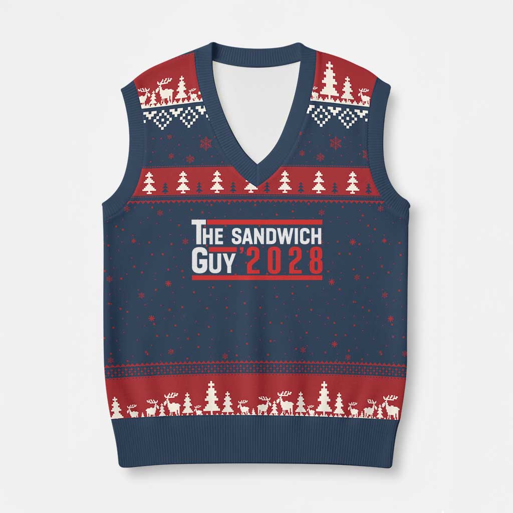 The Sandwich Guy 2028 V-Neck Knit Sweater Vest Political Parody - Wonder Print Shop
