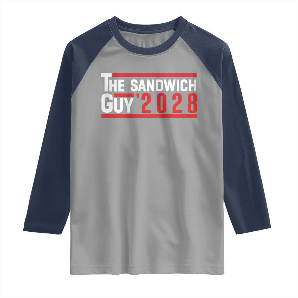 The Sandwich Guy 2028 Raglan Shirt Political Parody - Wonder Print Shop