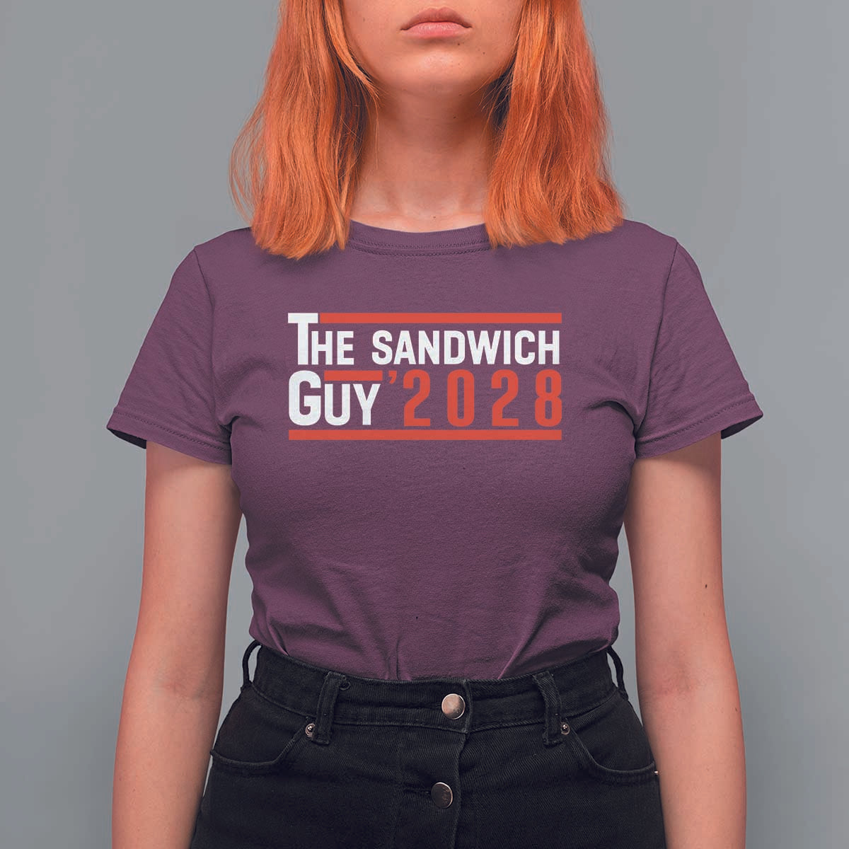 The Sandwich Guy for President 2028 T Shirt For Women Funny Patriotic Campaign Parody - Wonder Print Shop