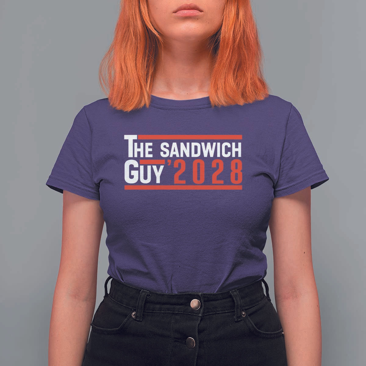 The Sandwich Guy for President 2028 T Shirt For Women Funny Patriotic Campaign Parody - Wonder Print Shop