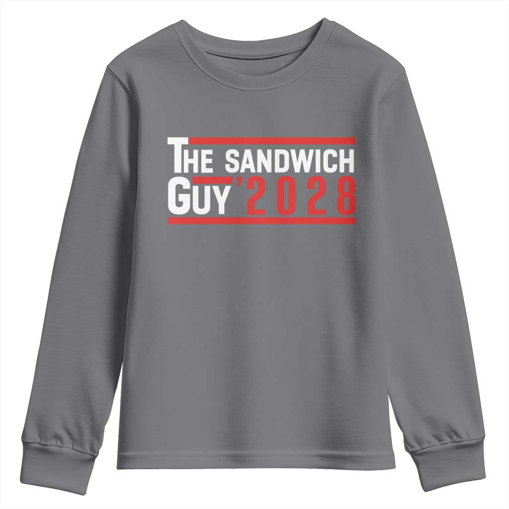 The Sandwich Guy for President 2028 Youth Sweatshirt Funny Patriotic Campaign Parody - Wonder Print Shop