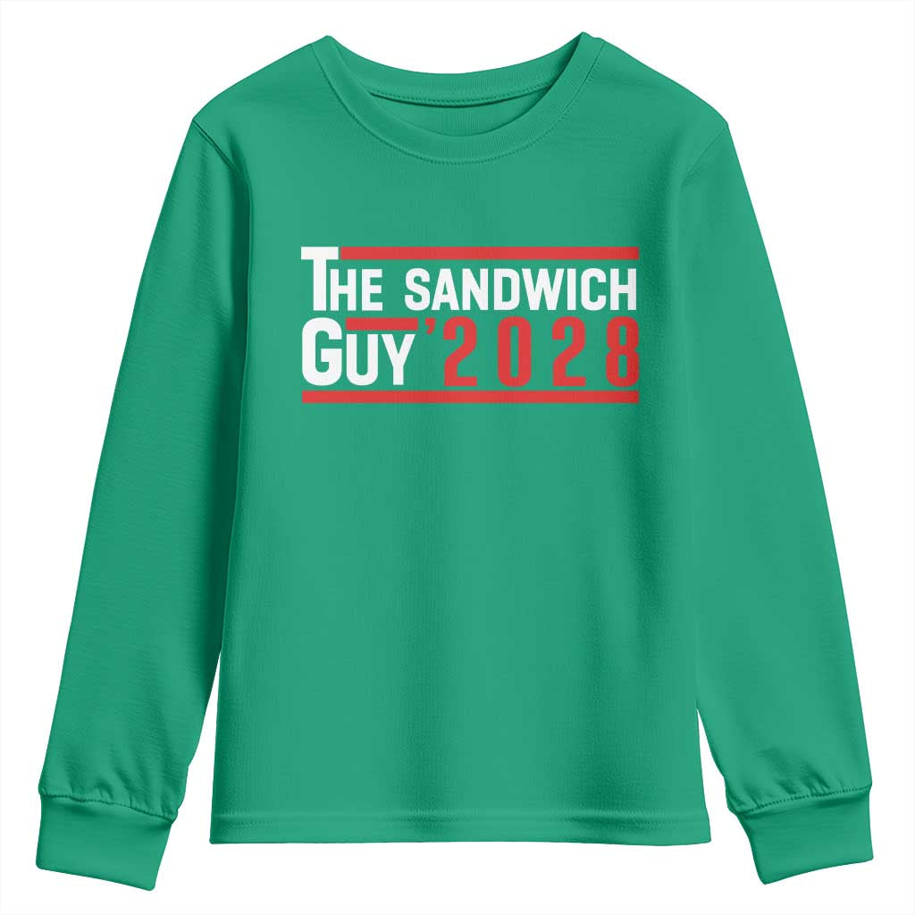 The Sandwich Guy for President 2028 Youth Sweatshirt Funny Patriotic Campaign Parody - Wonder Print Shop