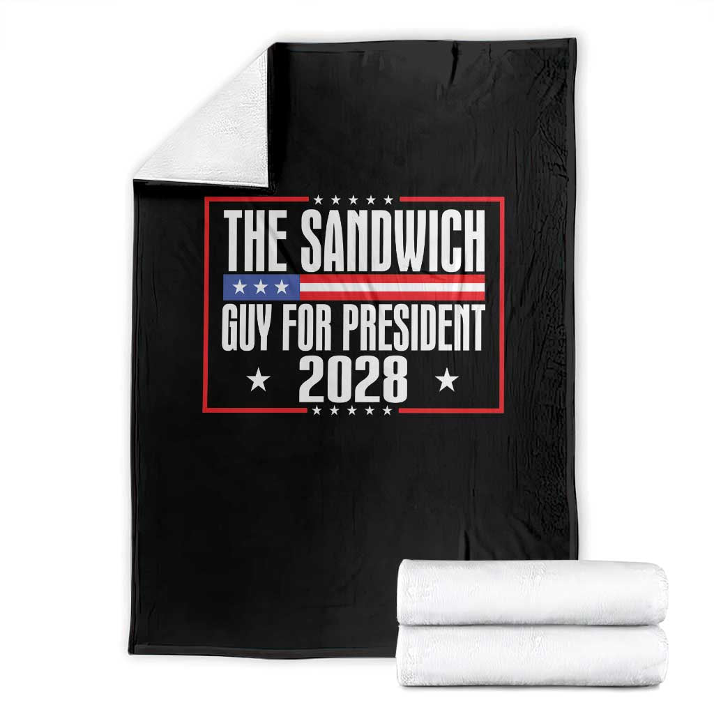 The Sandwich Guy for President 2028 Throw Blanket Funny Patriotic Campaign Parody - Wonder Print Shop