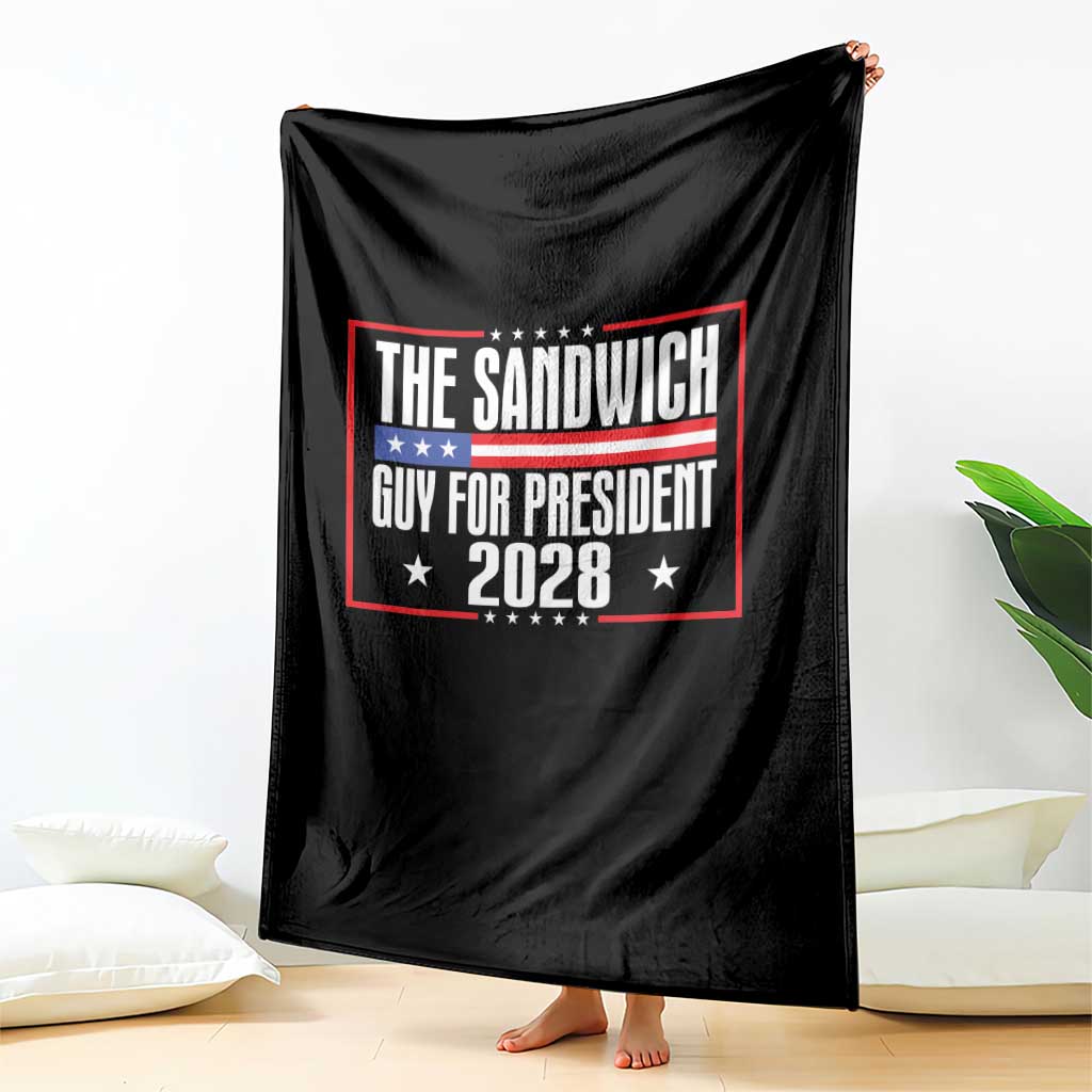 The Sandwich Guy for President 2028 Throw Blanket Funny Patriotic Campaign Parody - Wonder Print Shop