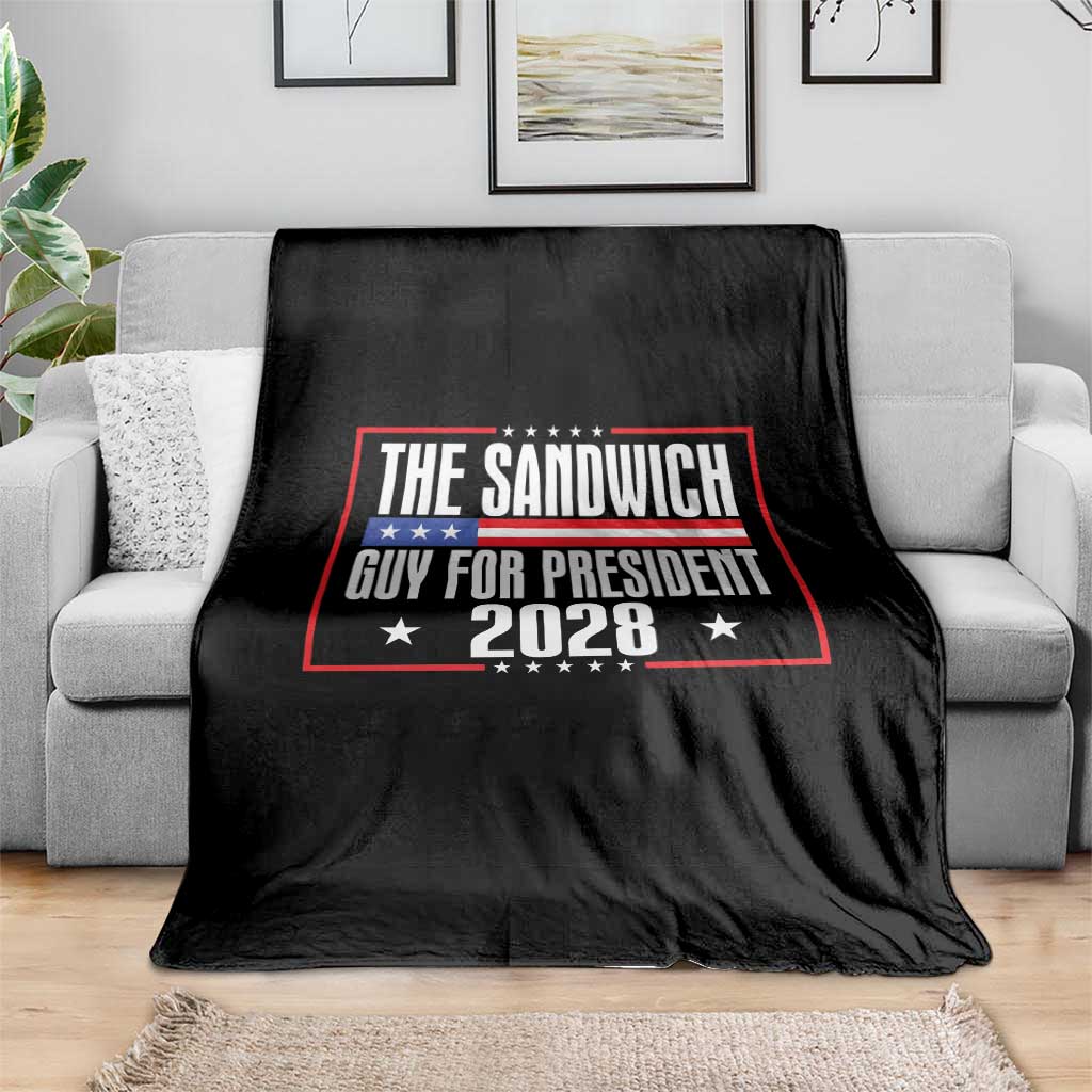 The Sandwich Guy for President 2028 Throw Blanket Funny Patriotic Campaign Parody - Wonder Print Shop